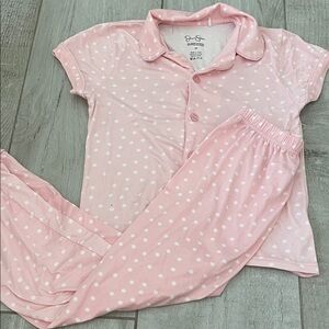 Jessica Simpson Pink and White Polka Dot Kids Pajama Set